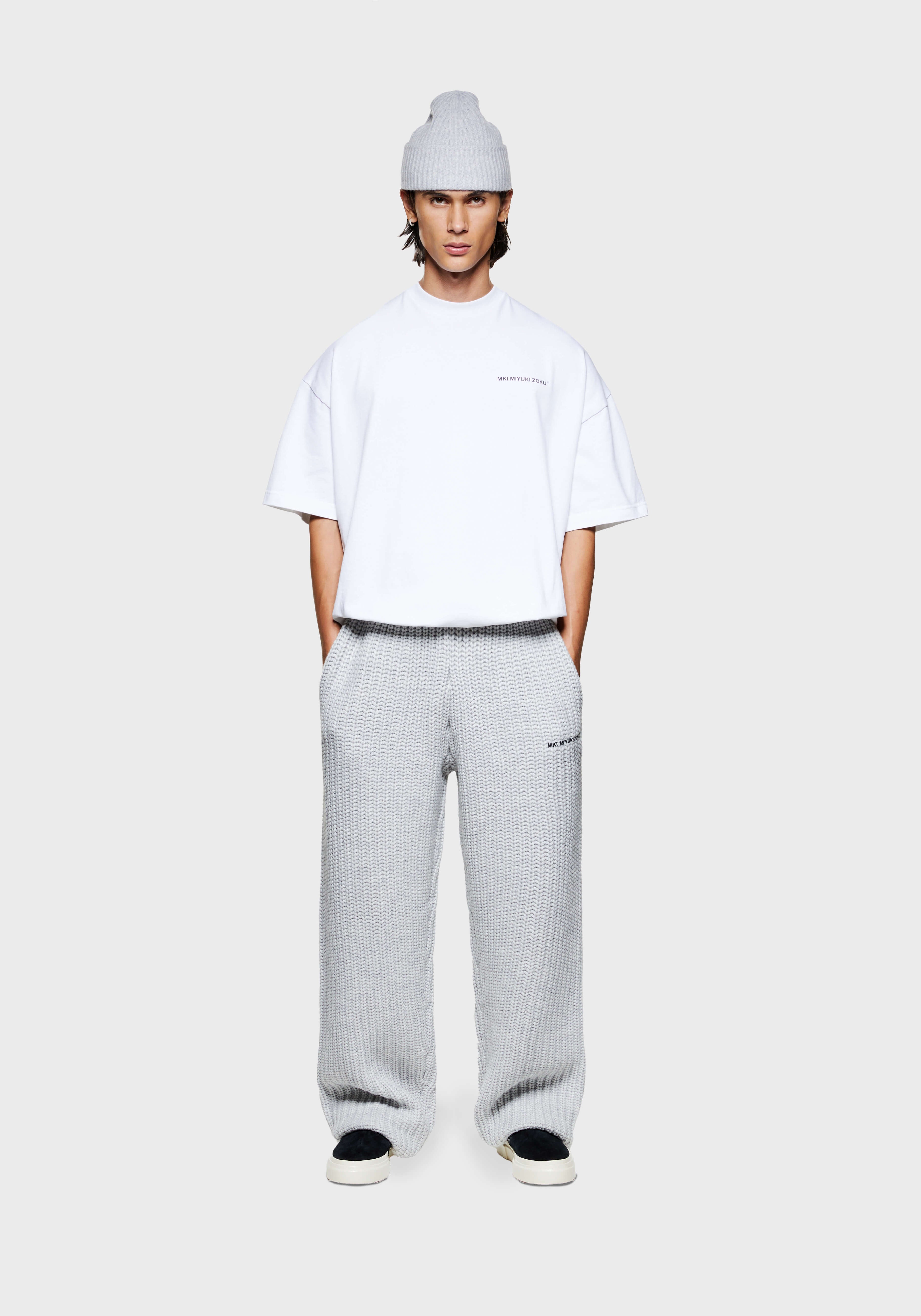 MKI CHUNKY RIB KNIT WIDE LEG JOGGERS