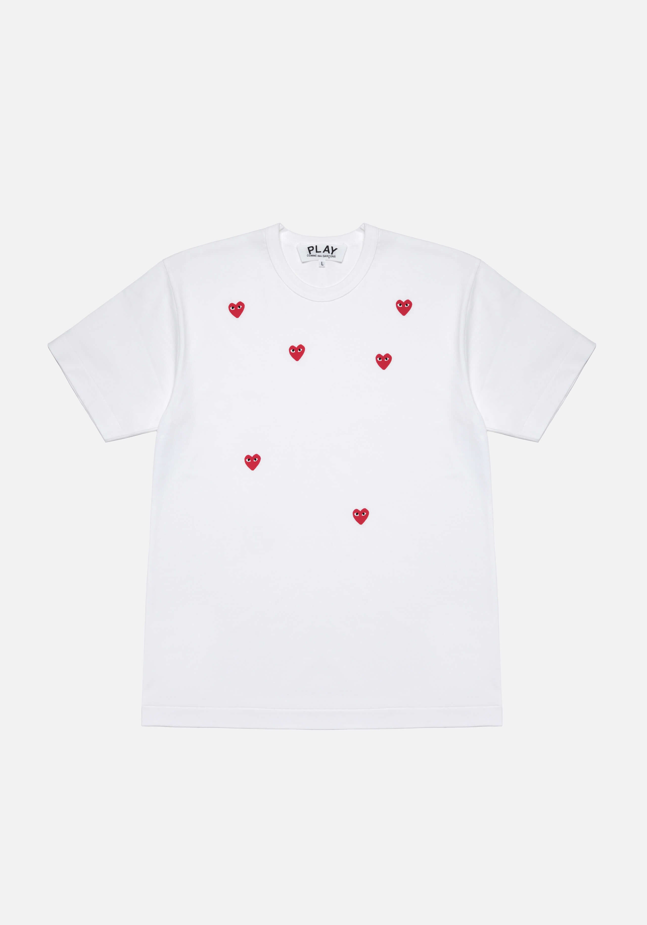 COMME DES GARCONS MULTI RED HEART LOGO T SHIRT